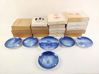 23 Bing and Grondahl Royal Copenhagen Porcelain Collectable Dishes. Includes plates and bowls. 