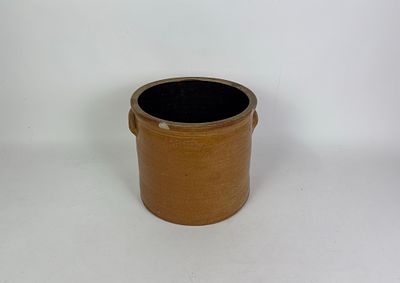 F H Cowden 2 Gallon Crock. Signed "F. H. Cowden, Harrisburg." Not decorated. 2 chips in the rim. 