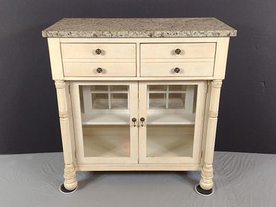 Hickory White Marble Top Server. NOT ELIGIBLE FOR IN-HOUSE SHIPPING: See Terms for Shipping 