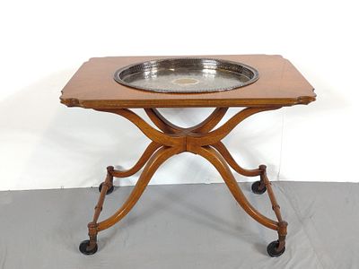 Mixed Fruitwoods Tea Cart. NOT ELIGIBLE FOR IN-HOUSE SHIPPING: See Terms for Shipping Options. 