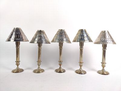 5 Silver Toned Indian Candlestick Holders. NOT ELIGIBLE FOR IN-HOUSE SHIPPING: See Terms for 