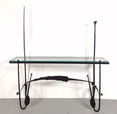 Powder Coated Steel Sword Hall Table By James Cavagnaro. NOT ELIGIBLE FOR IN-HOUSE SHIPPING: See 