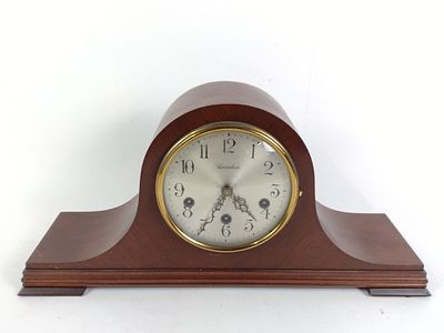 Herschede Mantle Clock. Not currently running, but working. 19" wide x 9" high.