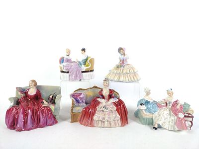 5 Royal Doulton Figurines. Include Daydreams, Sweet &amp; Twenty, The Love Letter, Belle O' The 