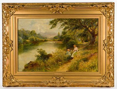 Ernest Walbourn (English, 1872-1927) "Gathering Posies" Oil Painting. NOT ELIGIBLE FOR IN-HOUSE 