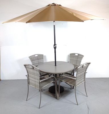 Outdoor Table &amp; Chair Set w/ Umbrella. NOT ELIGIBLE FOR IN-HOUSE SHIPPING: See Terms for 