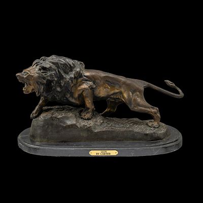 Bronze Sculpture Lion By Thomas Cartier. NOT ELIGIBLE FOR IN-HOUSE SHIPPING. DESCRIPTION: Bronze 