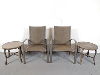 Pair Of Outdoor Chairs &amp; Side Tables. NOT ELIGIBLE FOR IN-HOUSE SHIPPING: See Terms for 