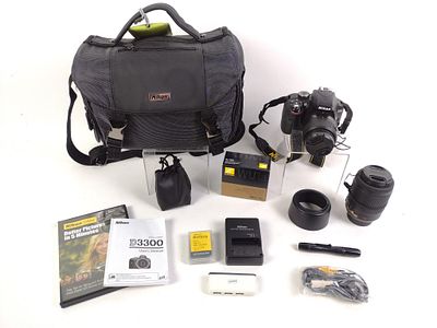 Nikon D3300 Camera w/ Bag and Accessories. Includes wireless mobile adapter and Nikon School: 