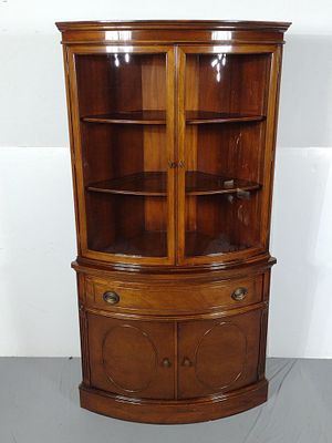 Bowed Glass Door Corner Cabinet. NOT ELIGIBLE FOR IN-HOUSE SHIPPING: See Terms for Shipping 