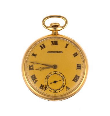 18K Gold Tiffany & Co. Pocket Watch. The watch is open face with a longines 15 jewel movement 
