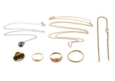 10K Gold Chain Necklaces and Scrap Gold. A 21" white gold chain necklace with hematite pendant 