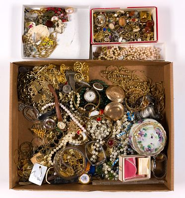 Costume and Antique Jewelry. The lot has some named costume jewelry including Sarah Coventry and 