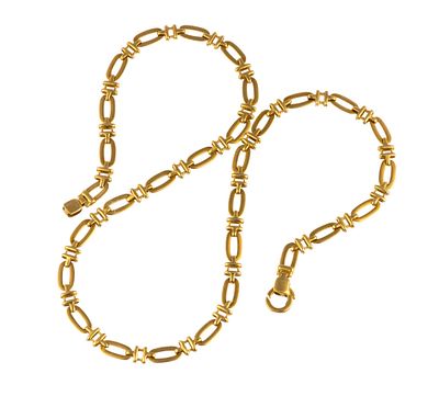 18K Gold Chain Necklace. A custom link chain necklace 18 1/2" length in 18k yellow gold. The 