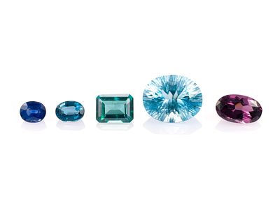 5 Unmounted Gemstones. Includes (1) Spinel, oval, 2.86 carats, VVS, natural; (2) Topaz, oval 