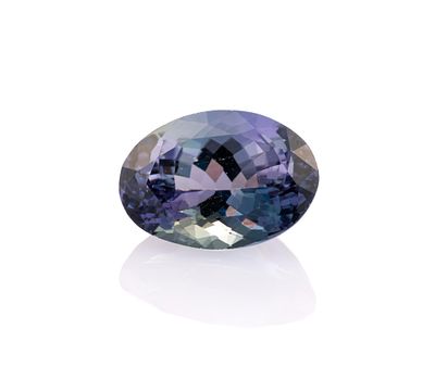 Unmounted Tanzanite. Oval, 4.38 carats, flawless. From a selection of fine gemstones of a 
