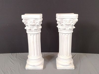 Pair Of Plaster Columns. NOT ELIGIBLE FOR IN-HOUSE SHIPPING: See Terms for Shipping Options. 