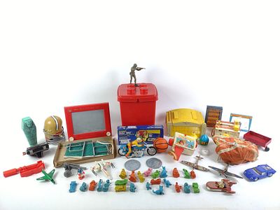 Vintage Toys. Includes cars, figurines, and more.
