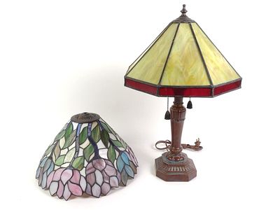 Slag Glass Lamp & Lamp Shade. NOT ELIGIBLE FOR IN-HOUSE SHIPPING: See Terms for Shipping 