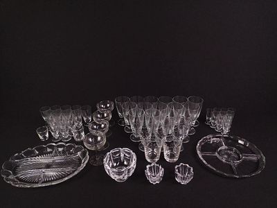 Glassware incl. Stemware. All unmarked. Stemware measures 1-1/2" to 3" wide x 3-1/4" to 5-3/4" high.