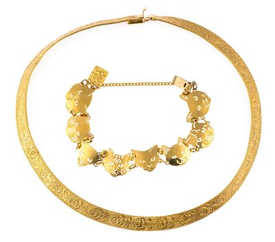 Monet Necklace and Wild Bryde Cat Bracelet. The cat bracelet is 7" length and the flexible 