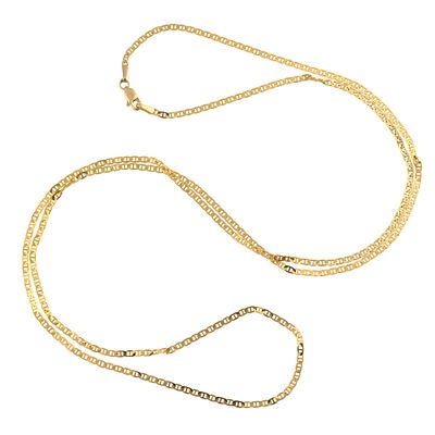 14K Gold Chain Necklace. A 30" yellow gold chain necklace with a flat-link version of the anchor 