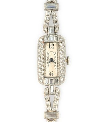 Agassiz Platinum and Diamond Wrist Watch. A diamond and platinum cocktail watch from the 1920's 