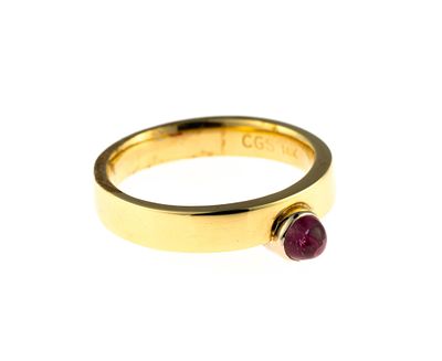 18K Gold and Pink Tourmaline Ring. A size 6 yellow gold ring enhanced by a .47 carat round 