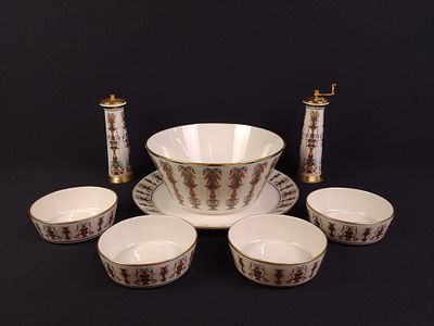8 Pieces of Lenox. Large bowl 10-1/2" diameter X 4-1/2" high. Small bowls 5-3/4" diameter X 2" high.