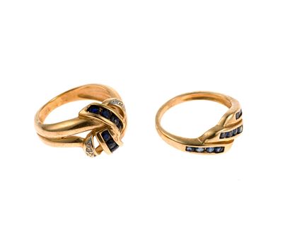 2 10K Gold Sapphire Rings. Both marked. Ring sizes 3 to 3.5. 5.0 grams total.