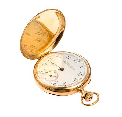 14K Gold Waltham Hunter Case Pocket Watch. An American Waltham pocket watch, size 16s, from 