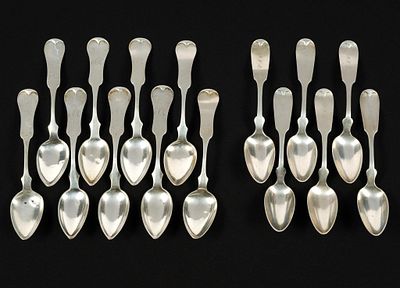 15 Pcs Coin Silver Spoons. Includes E&amp;D. Kinsey and WWW. Total 8.77 ozt.