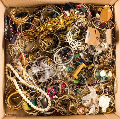 Costume Jewelry. Includes bracelets, necklaces, and earrings.