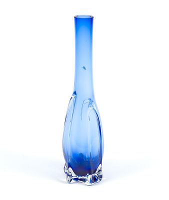 Blue Art Glass Vase. Measures 6" x 24" x 6".