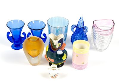 Ceramic & Art Glass Vases. Includes Aynsley, Tiriduzzi, "Vinci" by Dynasty Gallery and Wade 