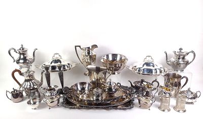 Silverplate Servingware. Largest tray measures 26 - 1/2" x 16"
