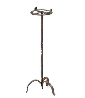 (Revolutionary-Era) Antique Wrought-Iron Cresset. An early primitive type of cresset. A pine 