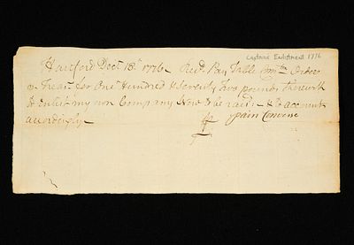 (Revolutionary-Era) Pay Table Document. Dated December 18 1776 from Hartford. Payment for 