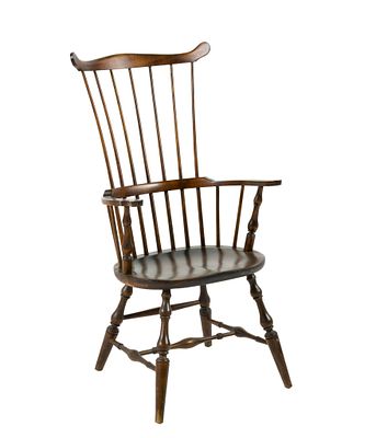 (Revolutionary War Era) Philadelphia Comb Back Windsor Armchair, circa 1770. Windsor-style high 