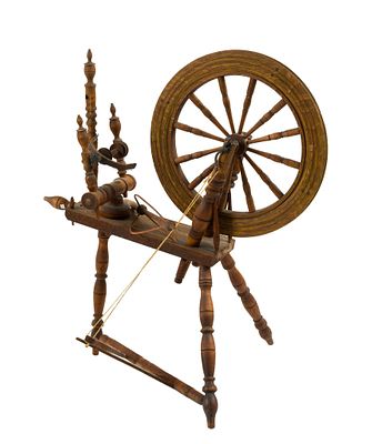 (Early Republic Era) Antique B. Klein Spinning Wheel. A spinning wheel is a device used to 