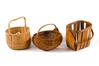 (Early Republic Era) 3 Vintage Baskets. From a private collection. Largest basket measures 12 - 