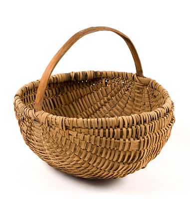 (Early Republic Era) Antique Woven Basket. From a private collection. Measures 16" x 15" x 14".