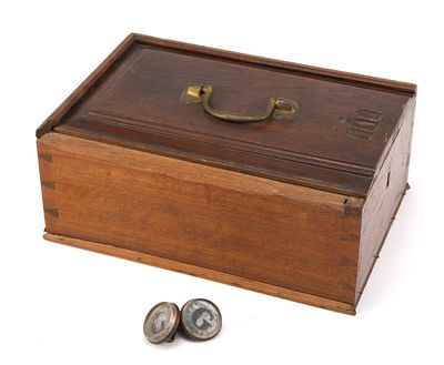 (Antebellum Era) Antique Tea Caddy & 2 Reverse Painted Buttons. Tea caddies would have been used 