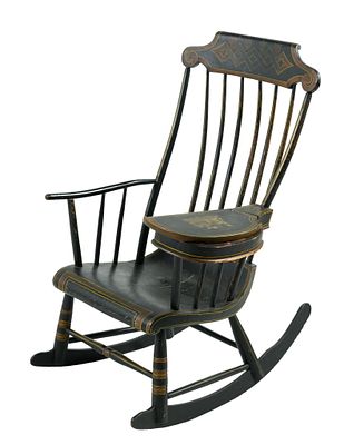(Antebellum Era) Antique Painted Rocking & Sewing Chair. From a private collection. 26-1/2" wide 