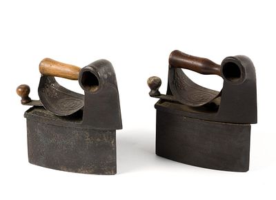 (Reconstruction Era) 2 Antique Box Irons. From a private collection. Both irons measure 7 - 1/2" 