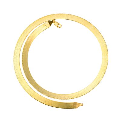 14K Gold Necklace. 16" necklace in yellow gold herringbone chain. The necklace has no bending or 