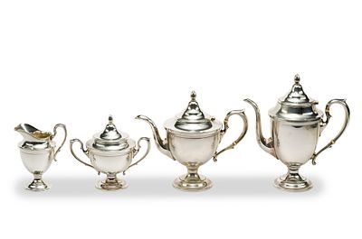 Hunt Company Sterling Silver Coffee and Tea Set. 1930's Hunt Silver Company New York coffee and 