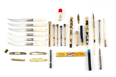 Sterling Silver and Gold Filled Antique Pencils, Pens, Knives. Various antique pencils and pens 