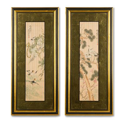Pair of Framed Chinese Scroll Paintings. Each is signed and stamped by the same artist and is in 