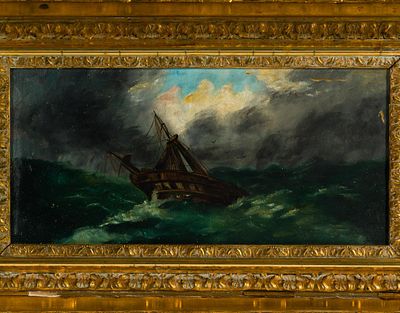 Antique Maritime Oil on Board Painting. A finely framed 19th-century painting, unsigned. The 